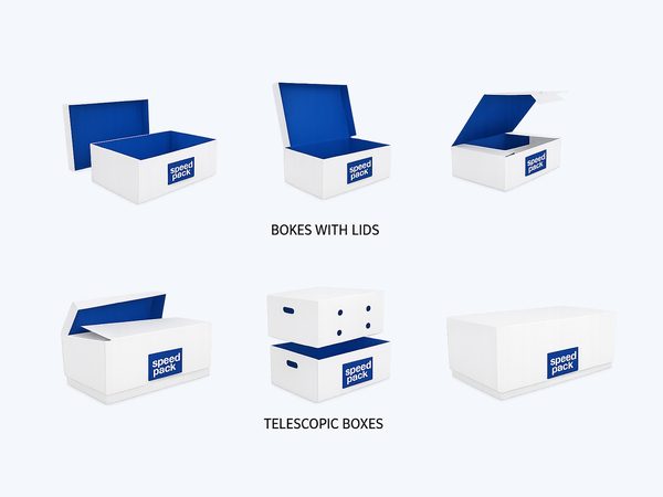 Speedpack telescopic boxes and boxes with lids
