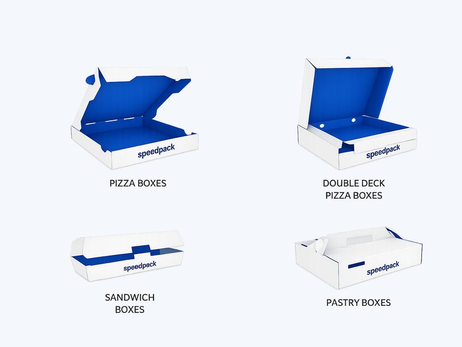 Speedpack pizza box, double-deck pizza box, sandwich box and pastry box